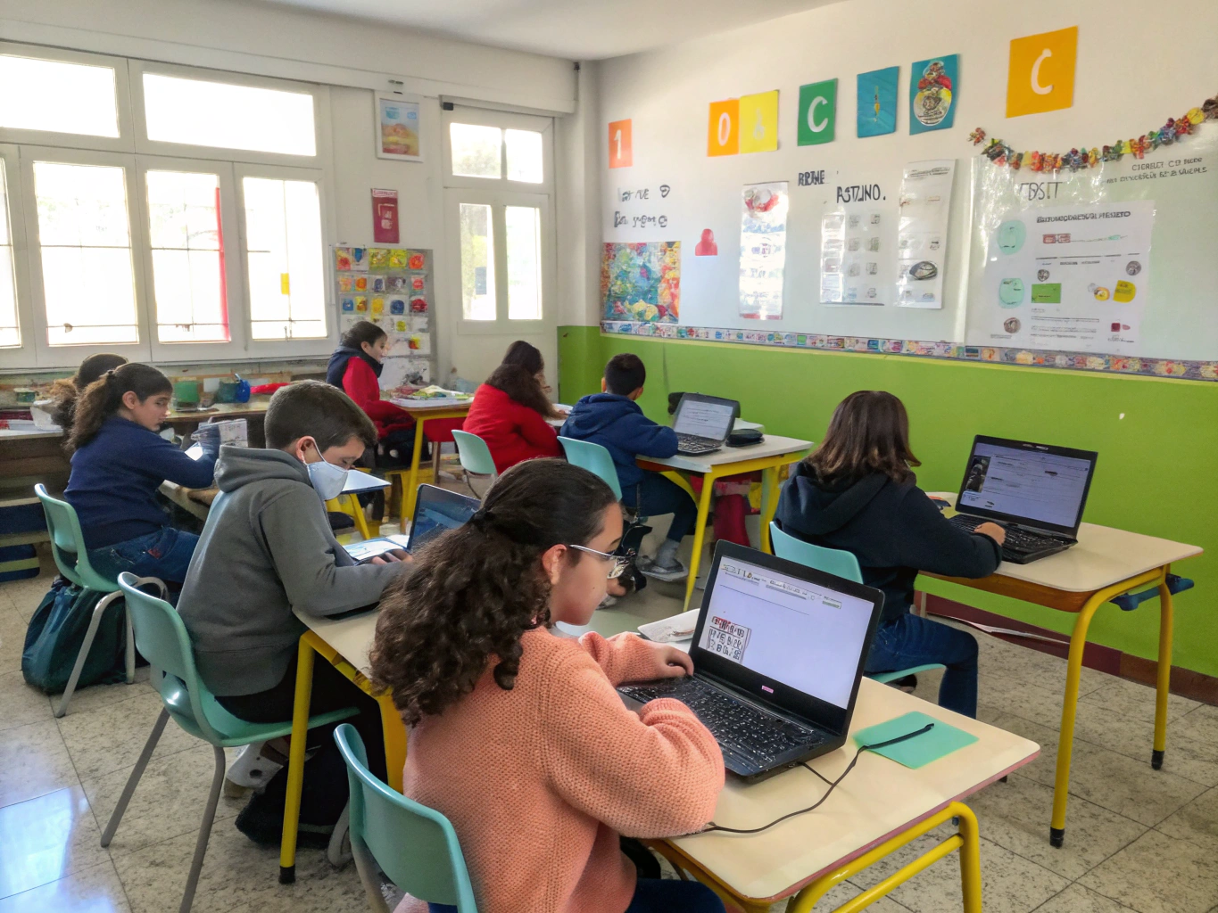 Students engaged in online learning